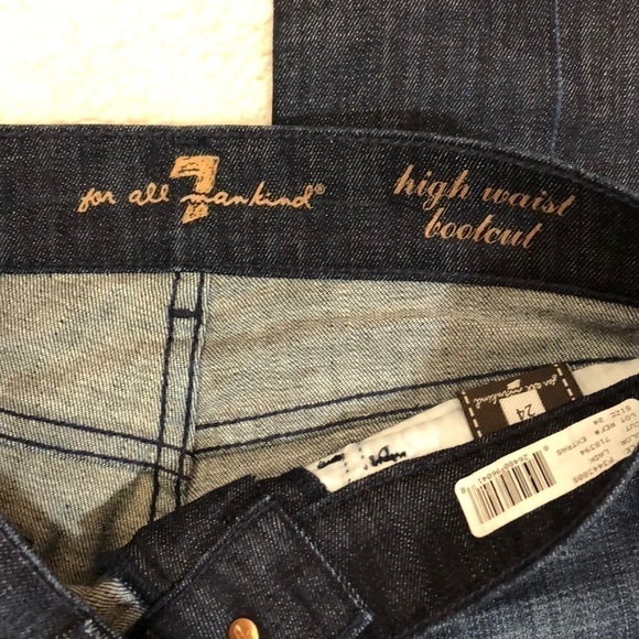 New - Vintage 80's Style 7 For All Mankind High Waist Dark Wash Boot Cut Jeans - Picture 8 of 8